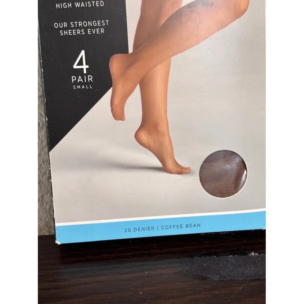 Silk Impressions Sheer All Day Control Top Pantyhose 4 Pairs Coffee Bean Small